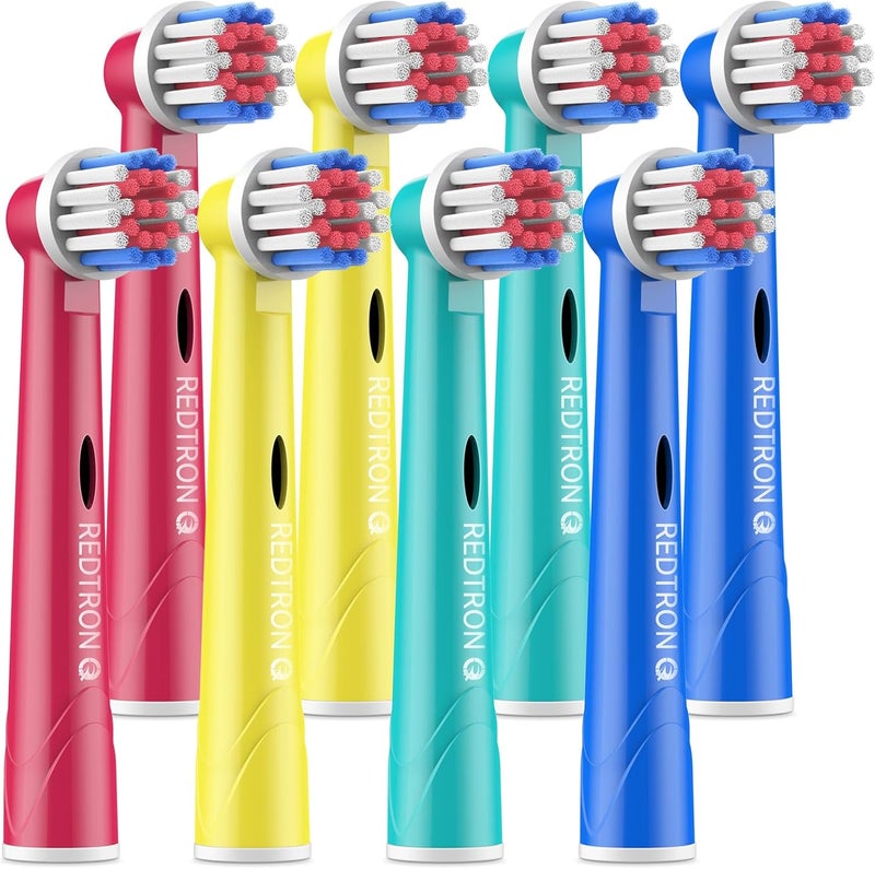 REDTRON 8 Pack Kids Toothbrush Heads for Oral B, Deep and Precise Cleaning Toothbrush Heads, Multi-Colourful Electric Brush Replacement Heads for Children - Image 1