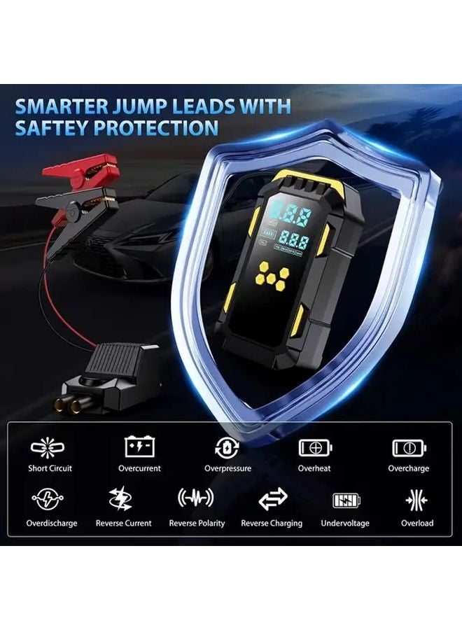 Yellow 9 In 1 Heavy Duty Portable Emergency Starter With Air Compressor And LED Flashlight - Image 5