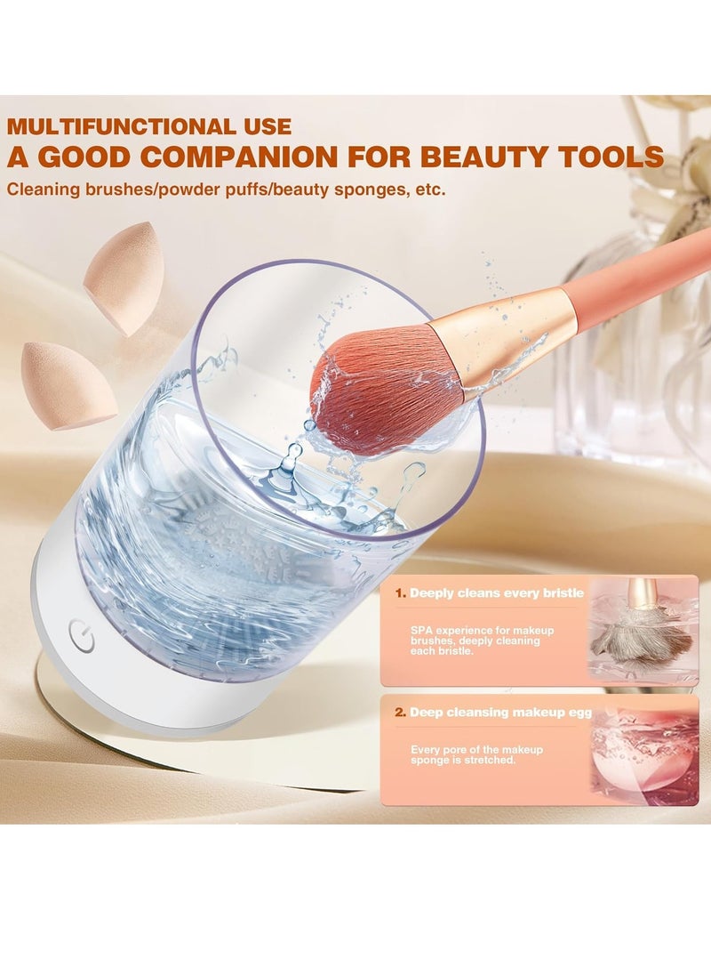 JOGAMS - Electric Makeup Brush Cleaner Machine with Brush Clean Mat Automatic Cosmetic Brush Cleaner for All Size Makeup Brushes Set Gift for Women Wife Friend - Image 1