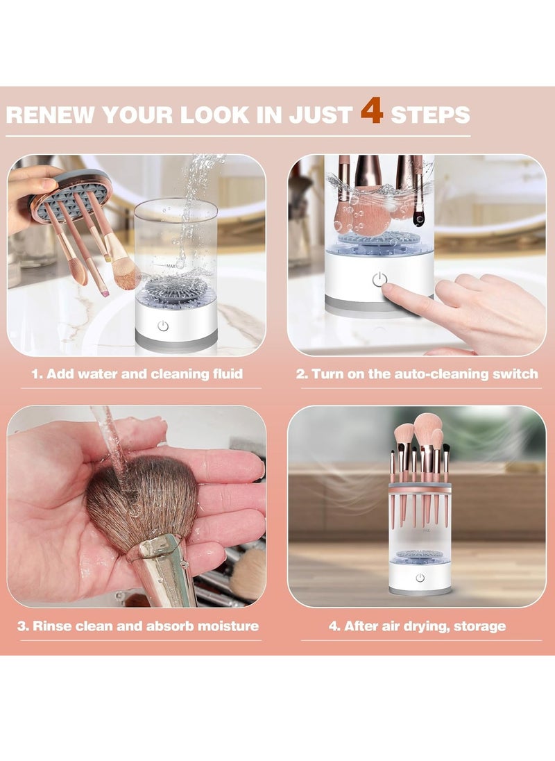JOGAMS - Electric Makeup Brush Cleaner Machine with Brush Clean Mat Automatic Cosmetic Brush Cleaner for All Size Makeup Brushes Set Gift for Women Wife Friend - Image 1