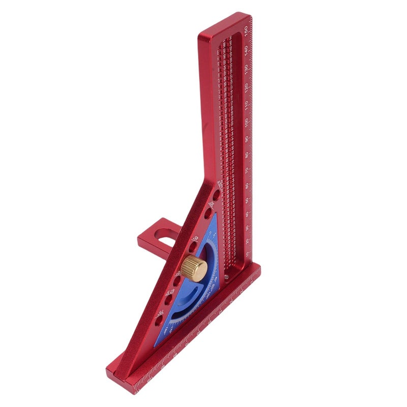Red And Blue Multi Angle Measuring Ruler 0 180 Degree Aluminum Alloy Woodworking Square Protractor - Image 5