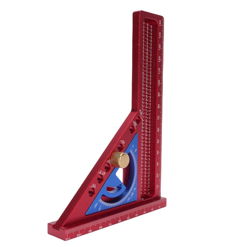 Red And Blue Multi Angle Measuring Ruler 0 180 Degree Aluminum Alloy Woodworking Square Protractor - Image 4