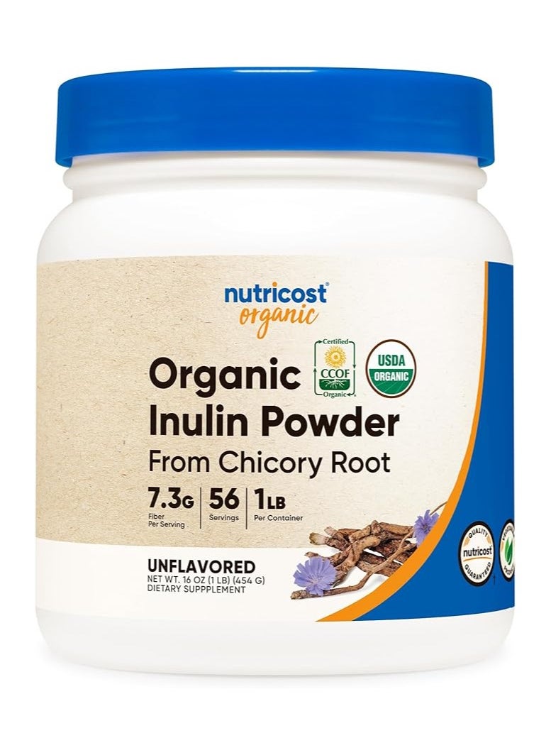 Nutricost - Nutricost Organic Inulin Powder from Chicory Root (56 servings) 454 Grams 1LB - Image 1