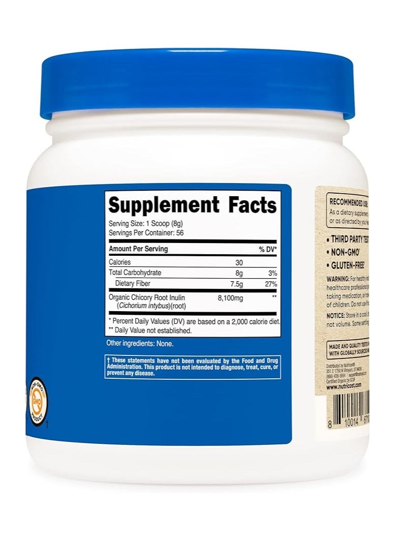 Nutricost - Nutricost Organic Inulin Powder from Chicory Root (56 servings) 454 Grams 1LB - Image 1