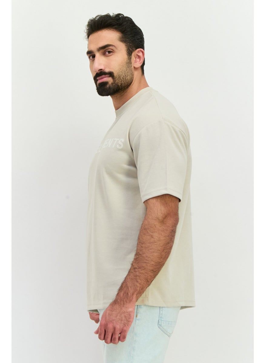 Core Elements Men Crew Neck Short Sleeve Graphic Print T-Shirts, Cream  - Image 2