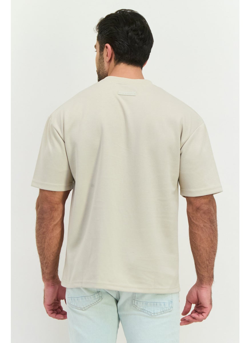 Core Elements Men Crew Neck Short Sleeve Graphic Print T-Shirts, Cream  - Image 3