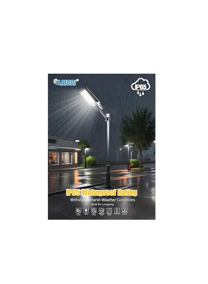 MODI Solar LED Street Light Outdoor Black | Remote Control | Wide Angle Radar Sensor | 6500K Bright White Dusk to Dawn Light | 13500MAh Battery | IP65 Waterproof | Street, Yard, Parking Lot - Image 3