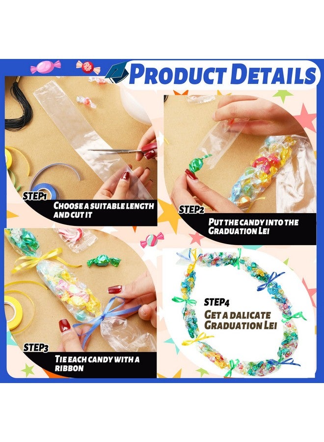Glenmal Graduation Candy Lei Making Kit Plastic Lei Bags for Party Include 2 Inch x 110 yd Poly Tubing 3 Rolls Ribbon Graduation Bags Crafts for Party Supplies - Image 3
