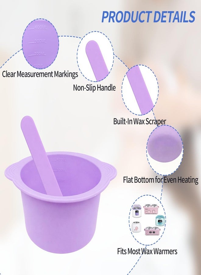 Creztail Silicone Wax Warmer Liner, Non-Stick Reusable Wax Pot Insert for Wax Warmer, Easy-to-Clean Silicone Wax Bowl with 2 Wax Spatulas (Purple) - Image 3