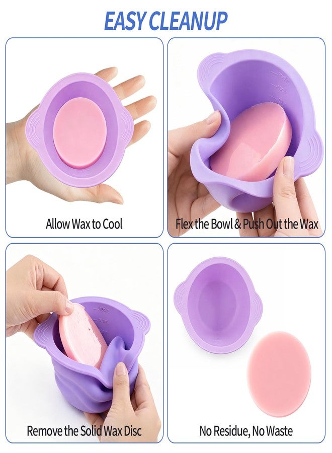 Creztail Silicone Wax Warmer Liner, Non-Stick Reusable Wax Pot Insert for Wax Warmer, Easy-to-Clean Silicone Wax Bowl with 2 Wax Spatulas (Purple) - Image 5