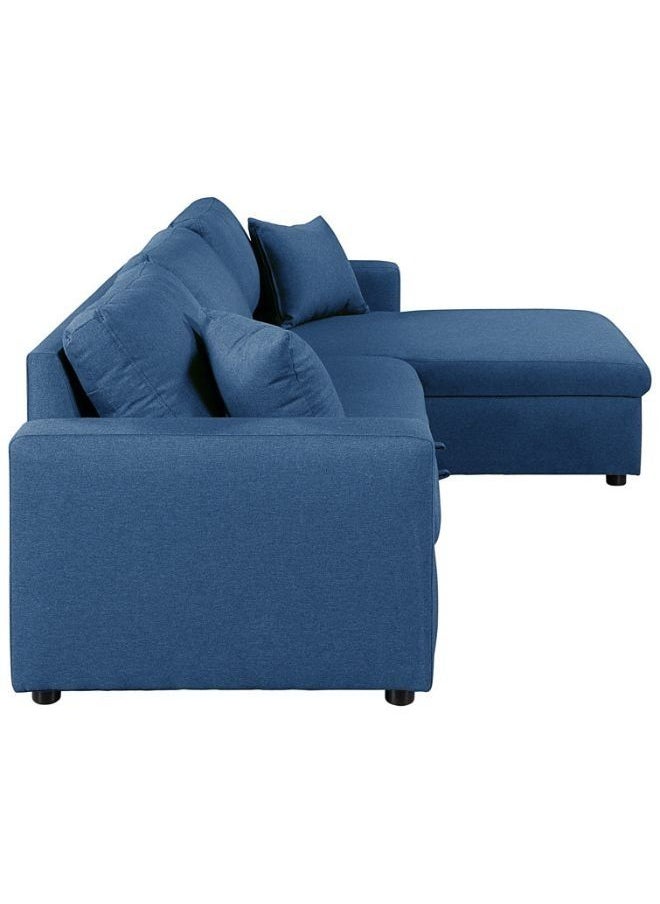 KARNAK Hunter 3 Seater Diwan Sofa Bed With Cushions L-Shaped Storage Space | Convertible Living Room Furniture Blue 210X160X95 Cm  - Image 4