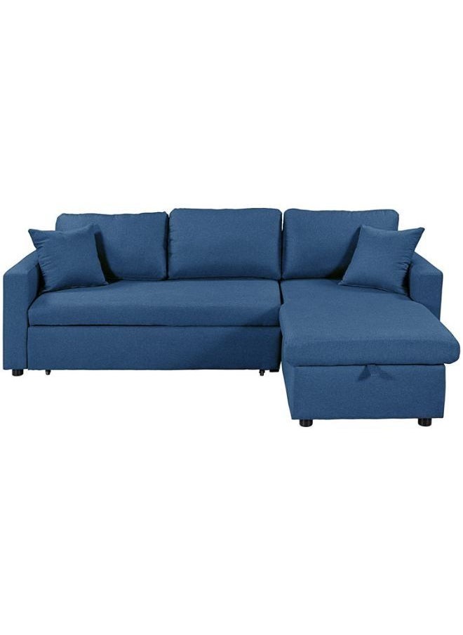 KARNAK Hunter 3 Seater Diwan Sofa Bed With Cushions L-Shaped Storage Space | Convertible Living Room Furniture Blue 210X160X95 Cm  - Image 2