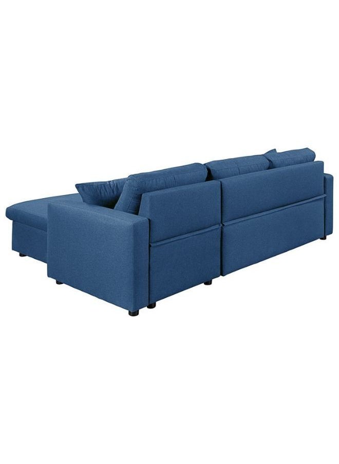KARNAK Hunter 3 Seater Diwan Sofa Bed With Cushions L-Shaped Storage Space | Convertible Living Room Furniture Blue 210X160X95 Cm  - Image 5