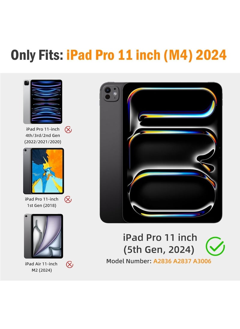 Case for  with Pen Holder, Shockproof Smart Case Cover with Transparent Back Shell Protective Case For iPad Pro 11 inch M4 2024 (Dark Blue)
