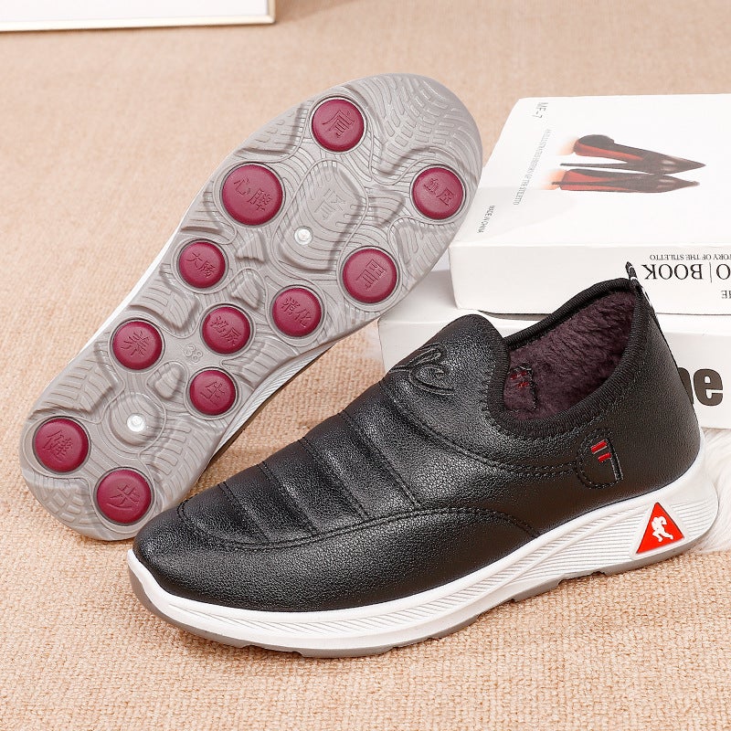Winter Cotton Shoes Men Thickened Waterproof Warm Plush Leather-waterproof black-cotton shoes  - Image 4