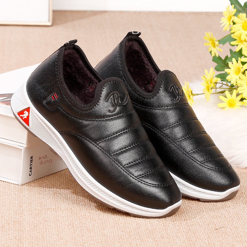 Winter Cotton Shoes Men Thickened Waterproof Warm Plush Leather-waterproof black-cotton shoes  - Image 5