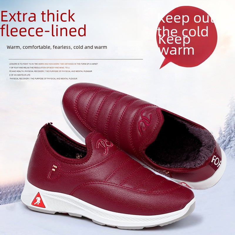 Winter Cotton Shoes Men Thickened Waterproof Warm Plush Leather-waterproof black-cotton shoes  - Image 3