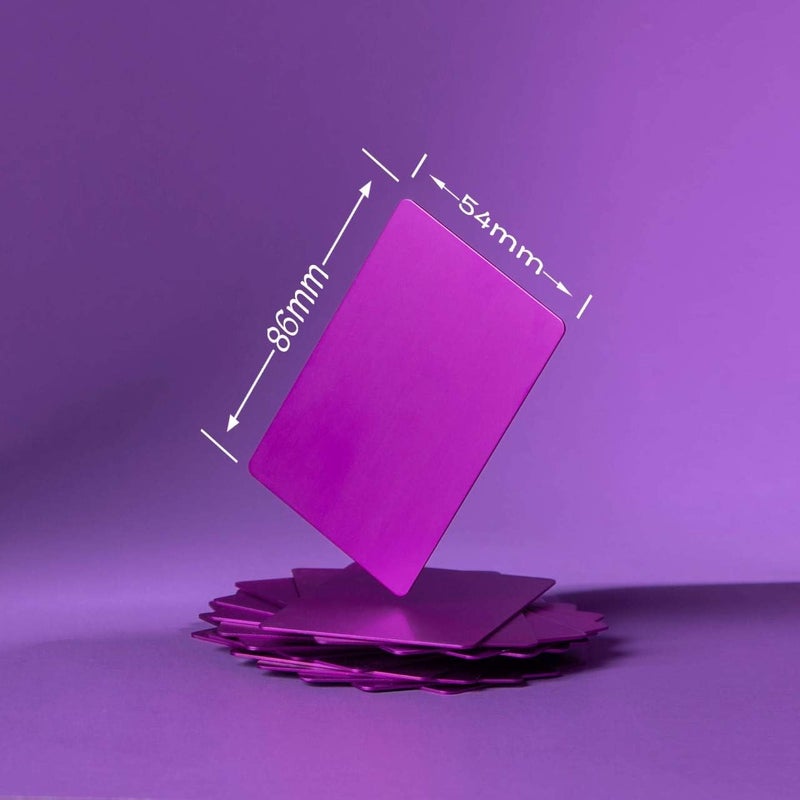 OESDLTD Thick Purple Aluminum Metal Business Cards Anodized Aluminum 86 X 54 X 0.8mm 15 pcs Include Protector Sleeves(Frosted) - Image 2