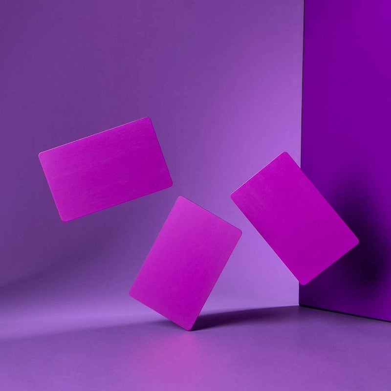 OESDLTD Thick Purple Aluminum Metal Business Cards Anodized Aluminum 86 X 54 X 0.8mm 15 pcs Include Protector Sleeves(Frosted) - Image 5
