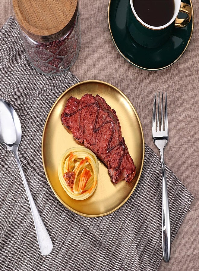 Xosjska 25 Pieces Stainless Steel Gold Plates 6.5 Inch Flat Metal Dishes Metal Dinner Plates Gold Dinner-Plates for Main Dishes, Grilled Meat, Dessert, Salad, and Fruit Outdoor Camping - Image 4
