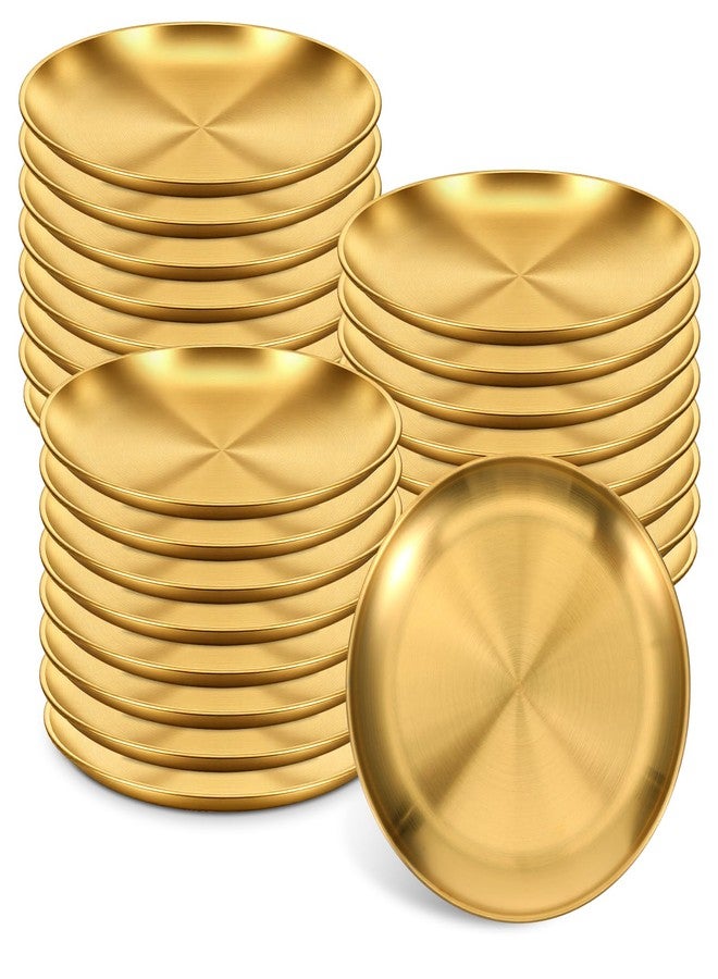 Xosjska 25 Pieces Stainless Steel Gold Plates 6.5 Inch Flat Metal Dishes Metal Dinner Plates Gold Dinner-Plates for Main Dishes, Grilled Meat, Dessert, Salad, and Fruit Outdoor Camping - Image 1
