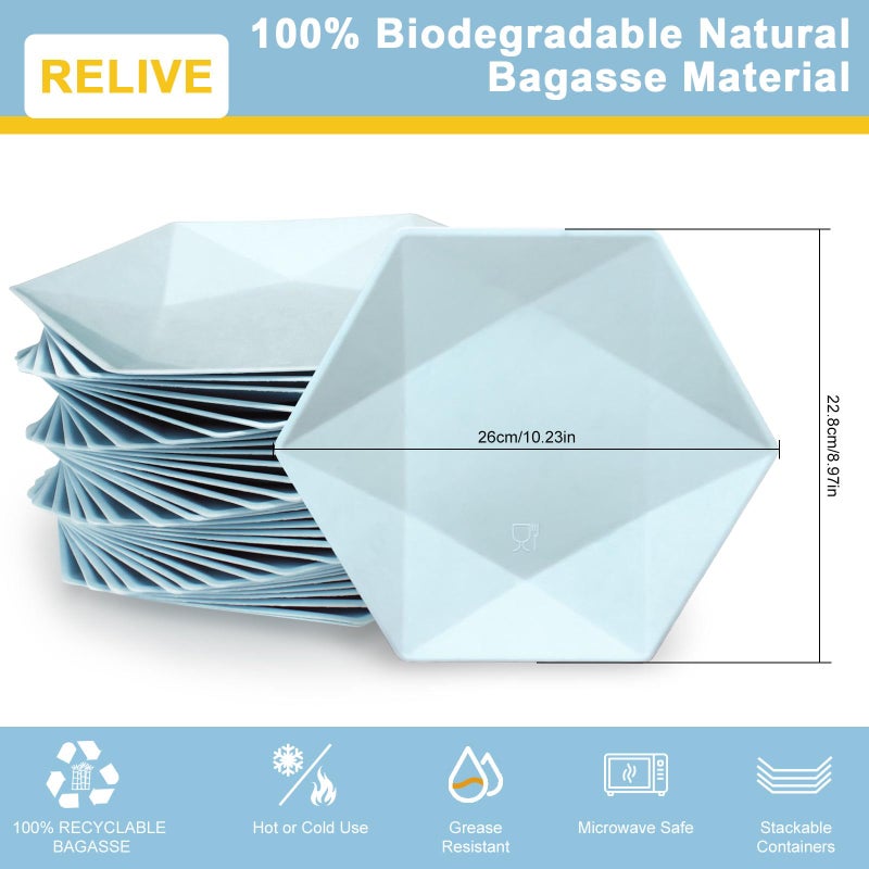 BangShou Disposable Paper Plates  30 Pack 10 inch Compostable Heavy Duty Disposable Paper Platters  Blue Dessert Salad Appetizer Plates for Wedding  Birthday  Party  BBQ - Image 1