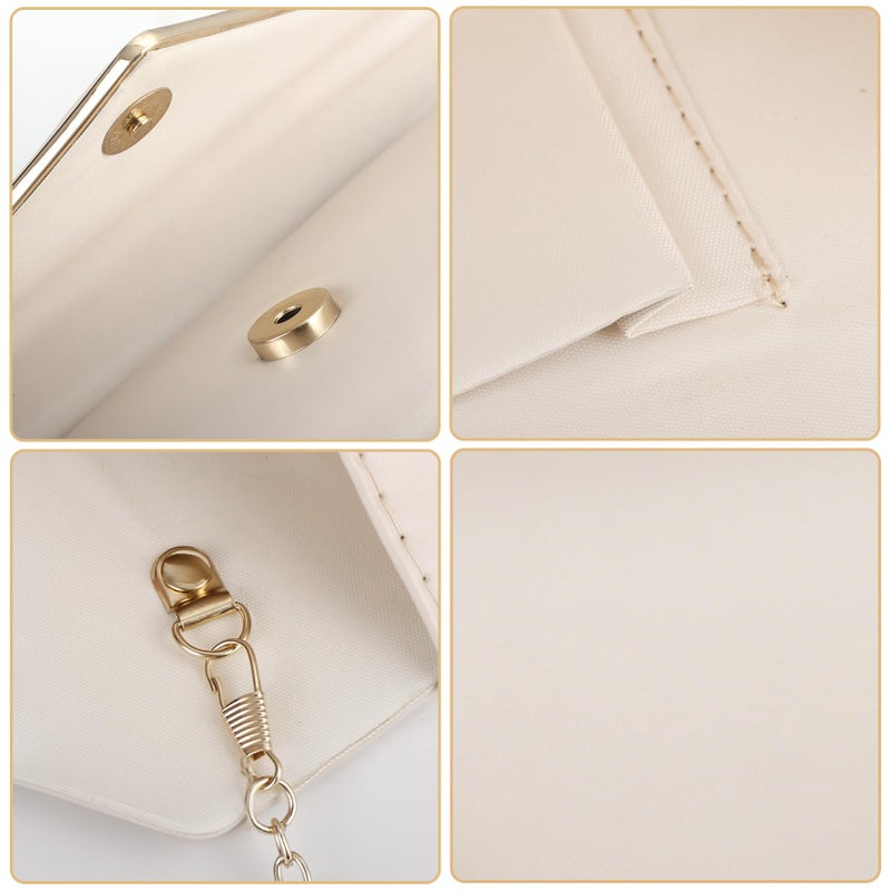 Larcenciel Nude Clutch Purses for Women, Vegan Leather Envelope Evening Bag w/Chain, Elegant Lady Shoulder Crossbody Handbags, Glitter Party Prom Purse Bride Wedding Guest Clutch Dress Carry on Bags - Image 3