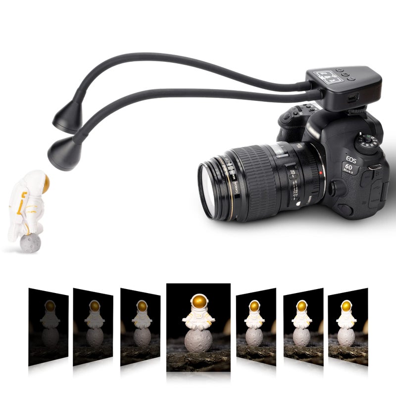 JJC 10-Level Brightness LED Macro Arm Light, CRI 95+ 5600K Macro Photography Lighting with USB-C Charging for Canon Nikon Sony Olympus Pentax DSLR Camera for Insert Plant Jewelry Close Up Shooting - Image 1