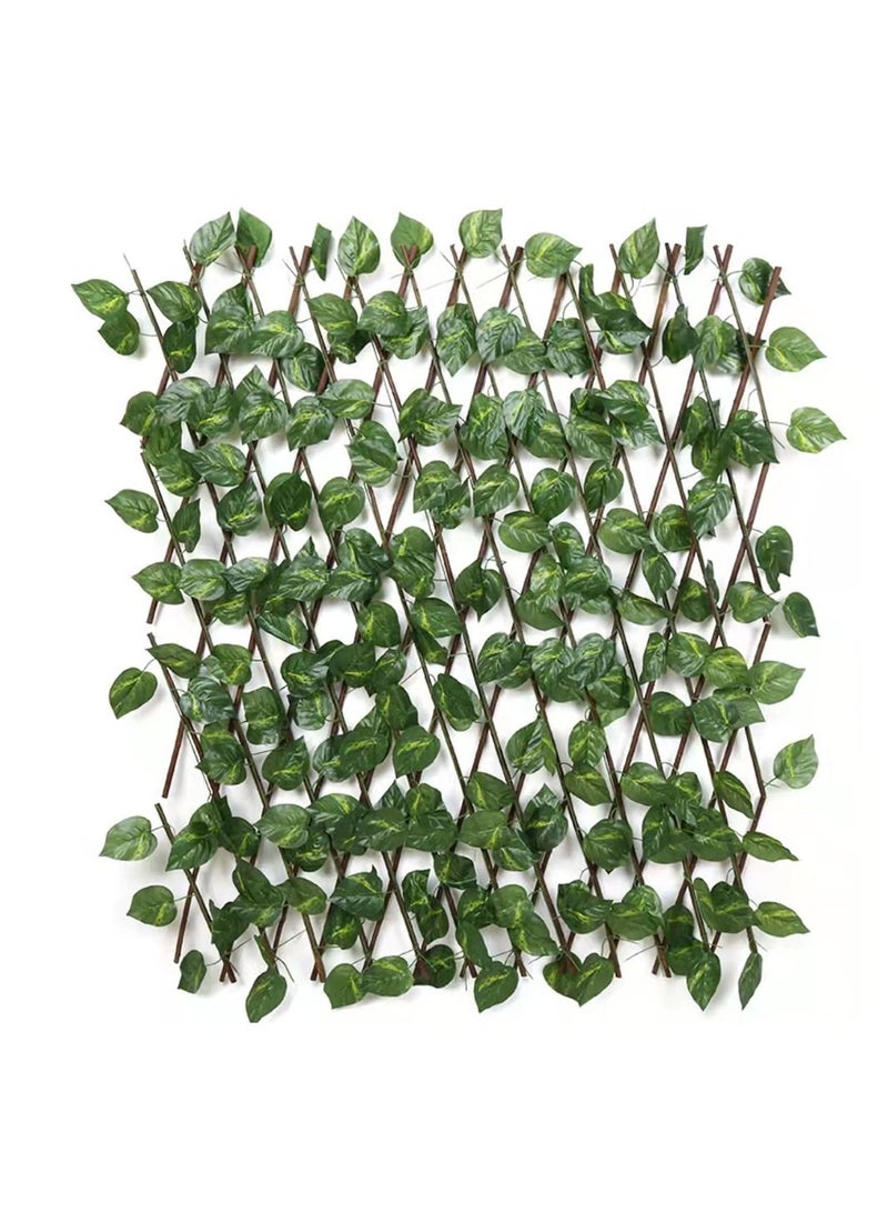 سياج خشبي من خشب البامبو من FFD مع نباتات اصطناعية أوراق اللبلاب الأخضر قابلة للتمدد من الخيزران لتزيين جدران الحديقة والمنزل للنباتات الصناعية في الشرفة - Image 2