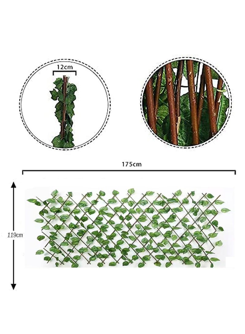 سياج خشبي من خشب البامبو من FFD مع نباتات اصطناعية أوراق اللبلاب الأخضر قابلة للتمدد من الخيزران لتزيين جدران الحديقة والمنزل للنباتات الصناعية في الشرفة - Image 4