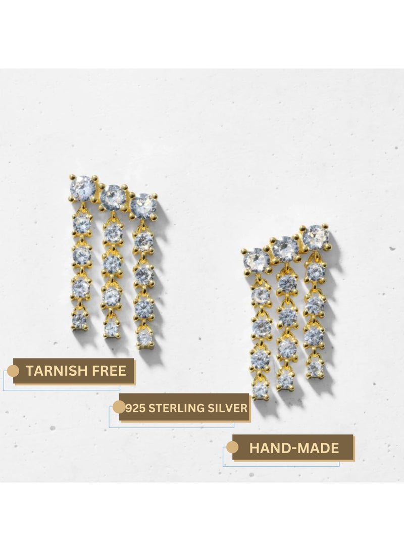 LAVEEN JEWELLERY Women’s Earrings | 18k Gold Plated Earrings with Cubic Zirconia Stones | Hypoallergenic Jewelry for Women, Tarnish-Free Earrings, Hand-Finished  925 Sterling Silver Earrings - Image 3