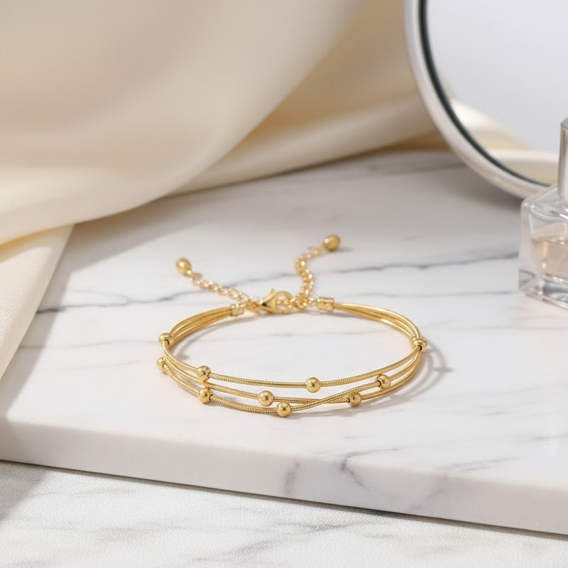 FLUFFY Women’s Bracelet Multi-Layer Small Metal Bead Elegant Design - Image 3