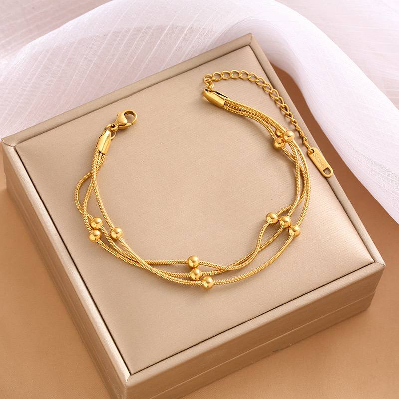 FLUFFY Women’s Bracelet Multi-Layer Small Metal Bead Elegant Design - Image 2