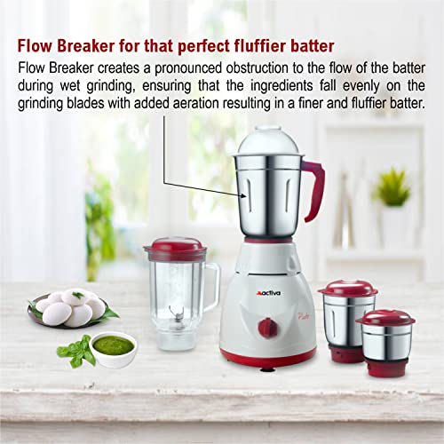 Activa Pluto Pro Plus Mixer Grinder, 600W, 4 Jar (White) - Image 4