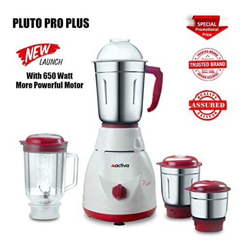 Activa Pluto Pro Plus Mixer Grinder, 600W, 4 Jar (White) - Image 2