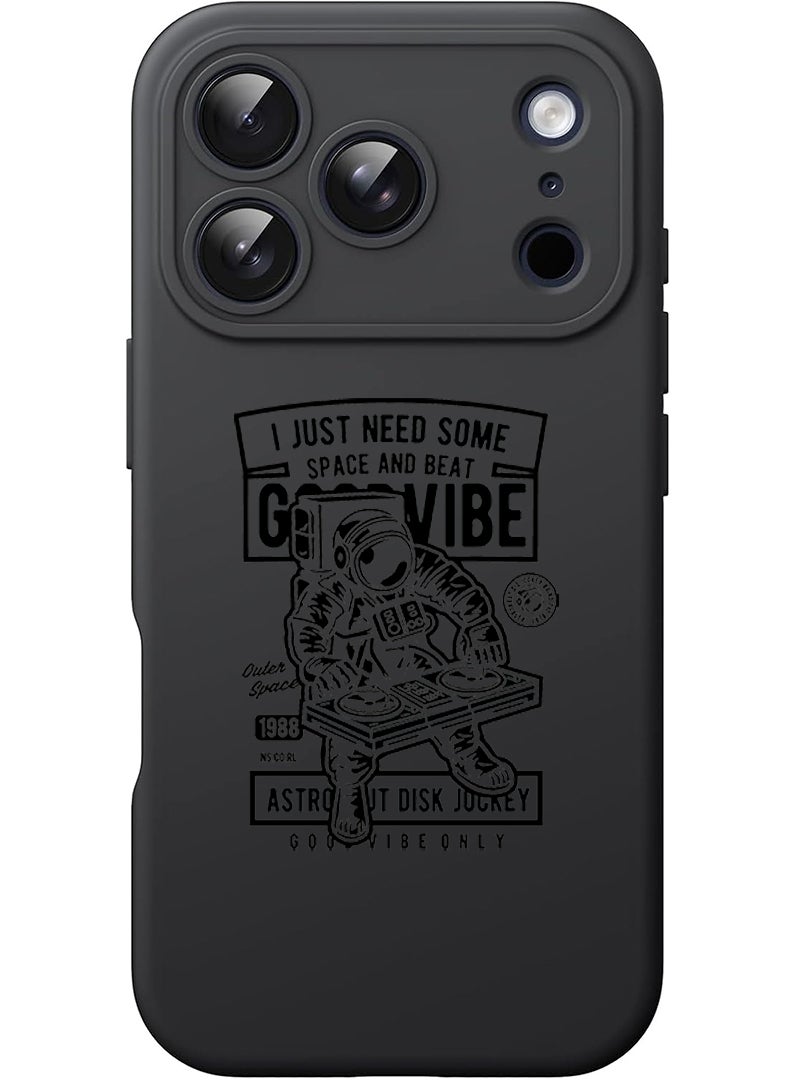 Theodor Protective Slim Fit Case Liquid Silicone Cover with Full Body Protection Anti-Scratch Shockproof Case For Apple iPhone 17 Pro (Black) Good vibe - Image 1