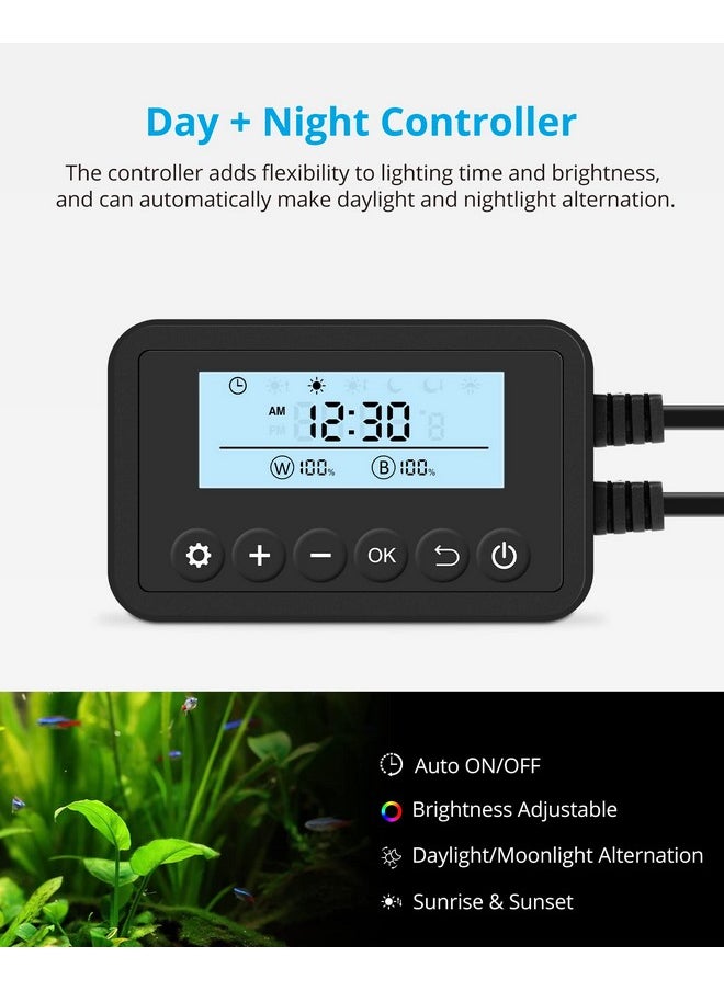 Skyled Plus Aquarium Plant Light, Freshwater Fish Tank Light With Ramp Up And Dim Down, Spectrum Adjustable And Lighting Schedule Programmable With Controller, 1824 Inches, 18 Watts