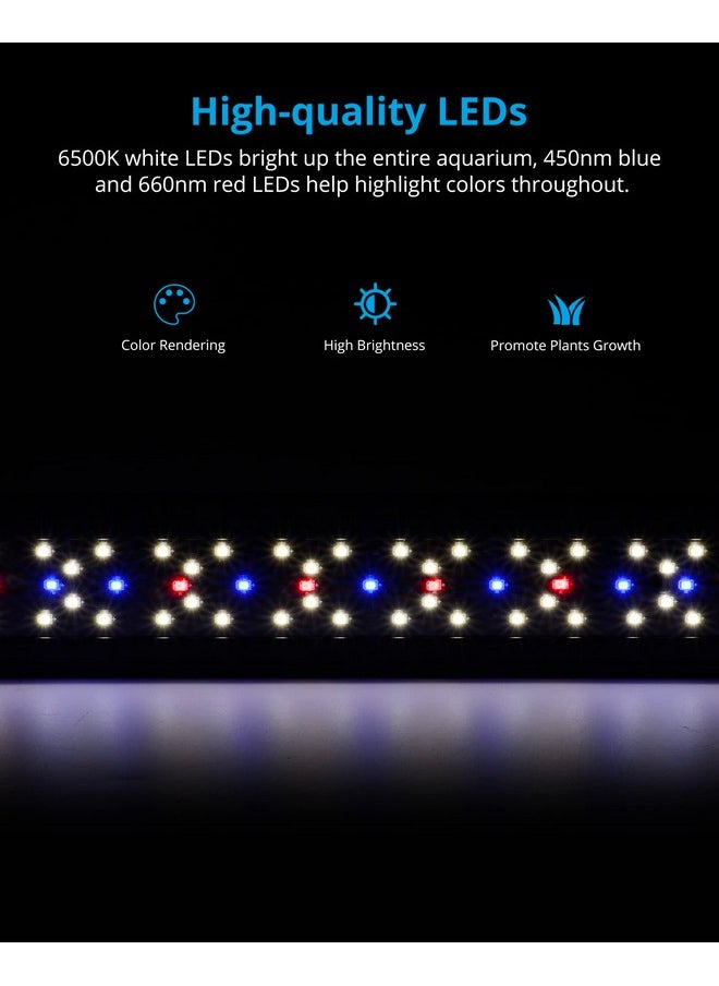 Skyled Plus Aquarium Plant Light, Freshwater Fish Tank Light With Ramp Up And Dim Down, Spectrum Adjustable And Lighting Schedule Programmable With Controller, 1824 Inches, 18 Watts