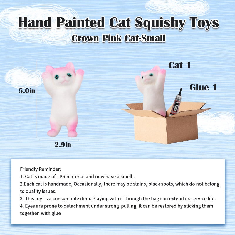 QOUXZ Hand Painted Cat Squishy Toysï¼ŒCute Ultra Soft Kitty Squeeze Fidget Toys for Stress Relief ,Kawaii Squishies Sticky Animal Toys for Adults Kids,Decompression Sensory Balls Toys for Autism - Image 2