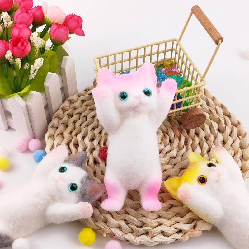 QOUXZ Hand Painted Cat Squishy Toysï¼ŒCute Ultra Soft Kitty Squeeze Fidget Toys for Stress Relief ,Kawaii Squishies Sticky Animal Toys for Adults Kids,Decompression Sensory Balls Toys for Autism - Image 5