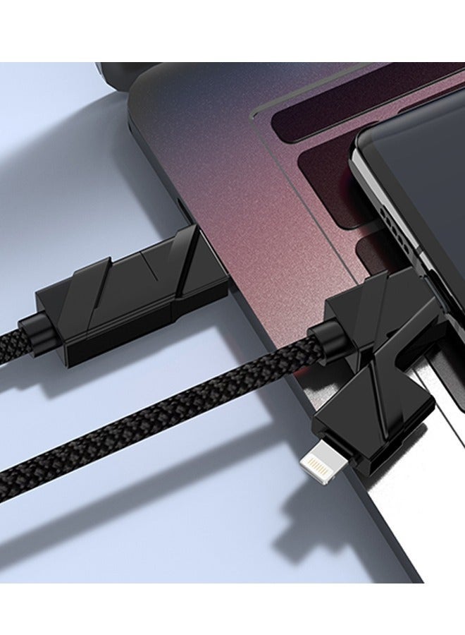 4 in 1 Fast Charging Cable, Type-C Port 1m Universal Charger Cable, 120W Fast Data Sync Charging Adapter Compatible with Laptop/Tablet/Phone (Black) - Image 4