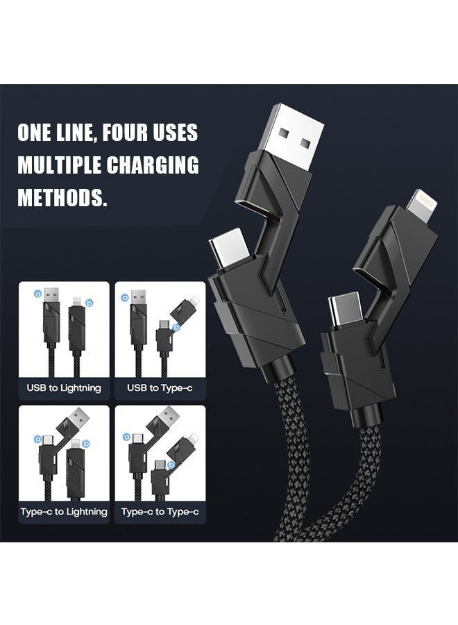 4 in 1 Fast Charging Cable, Type-C Port 1m Universal Charger Cable, 120W Fast Data Sync Charging Adapter Compatible with Laptop/Tablet/Phone (Black) - Image 3