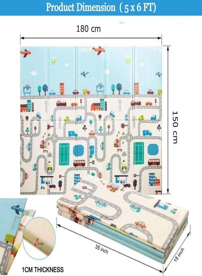 Metreno 2 in 1 Foldable Baby Play Mat for Floor 0 to 5 Years Waterproof Reversible Double Sided Play Mat for Babies Toddlers Baby Foldable Soft Foam baby floor mat for crawling big size (6 x 5 FT) - Image 2