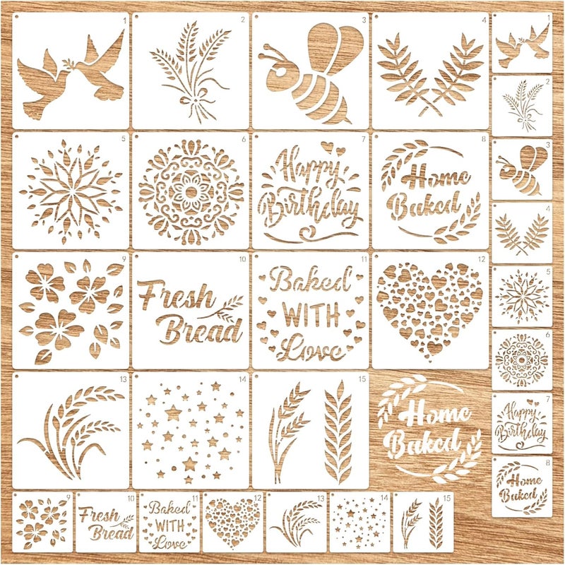 MYJMN Bread Stencils for Sourdough Artisan Baking Template for Cake, Pie, or Cookie Decorating (bread30) - Image 1