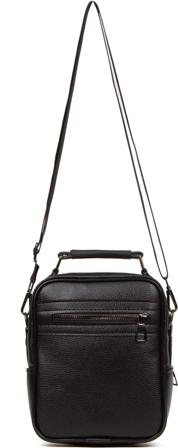 Newish Polo Men's Black Vegan Leather Phone Compartment Daily Adjustable Crossbody Shoulder and Handbag newpolo002  - Image 3
