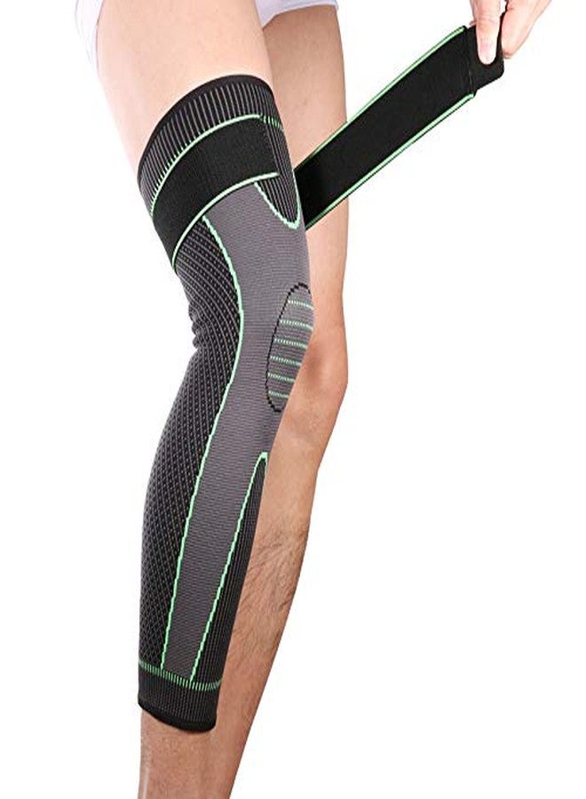 Mumian Full Leg Sleeves Long Compression Leg Sleeve Knee Sleeves Protect Leg, Reduce Varicose Veins and Swelling of Legs(Pair) (Green(with Strap)-1 Pair, Large) - Image 3