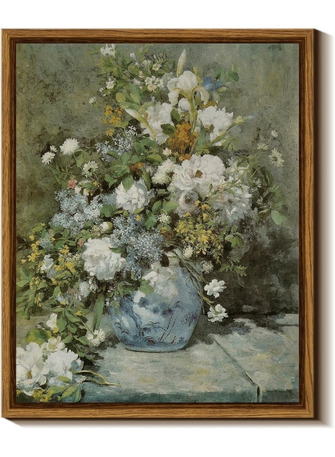 Home Trove Vintage French Flower Framed Canvas Art Home Decor  - Image 1