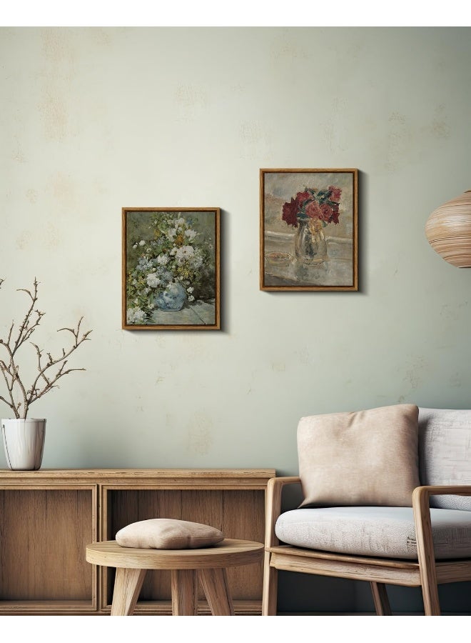 Home Trove Vintage French Flower Framed Canvas Art Home Decor  - Image 2