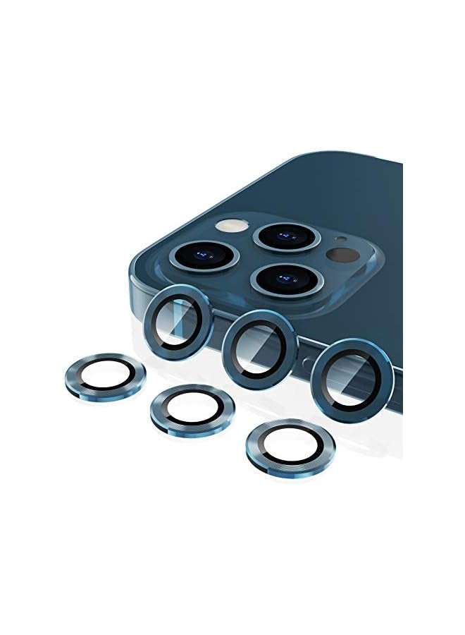 PROMASS iPhone 12 Pro Max Camera Lens Protector, Premium Tempered Glass Film Aluminum Alloy Camera Ring Cover Protection Fit for iPhone 6.7 inch, Pacific Blue - Image 1