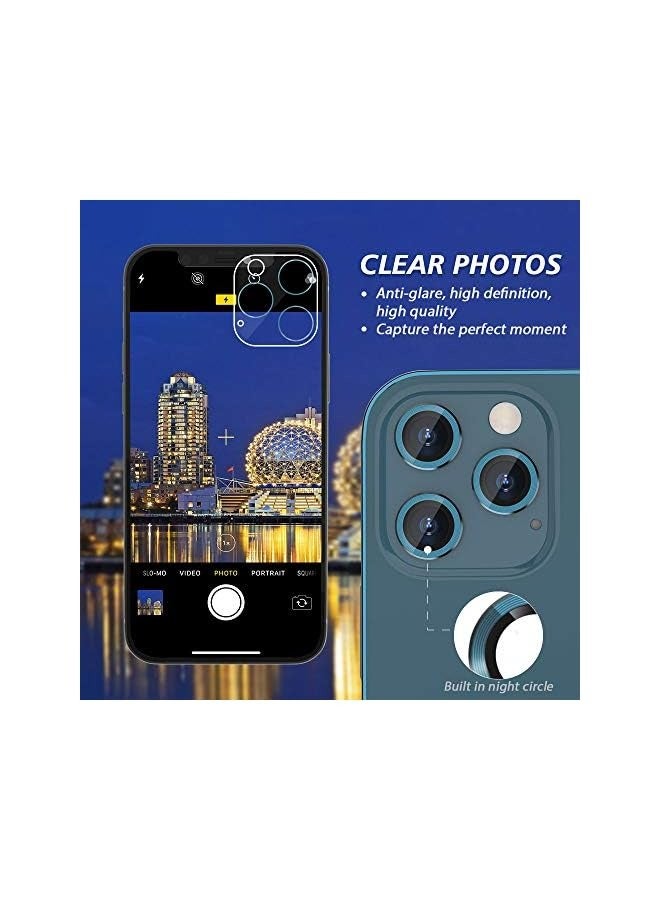 PROMASS iPhone 12 Pro Max Camera Lens Protector, Premium Tempered Glass Film Aluminum Alloy Camera Ring Cover Protection Fit for iPhone 6.7 inch, Pacific Blue - Image 5